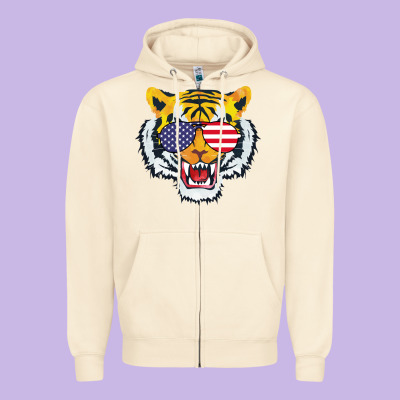 America Merica Tiger Zipper Hoodie Designed By Bettercallsaul