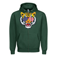 Sports Green America Merica Tiger Zipper Hoodie - Bettercallsaul