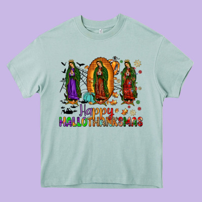 Our Lady Of Guadalupe Happy Hallothanksmas Heavy Core Tee Designed By Jahusdesignshop