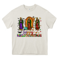 Cream our lady of guadalupe happy hallothanksmas Heavy Core Tee - JahusDesignShop