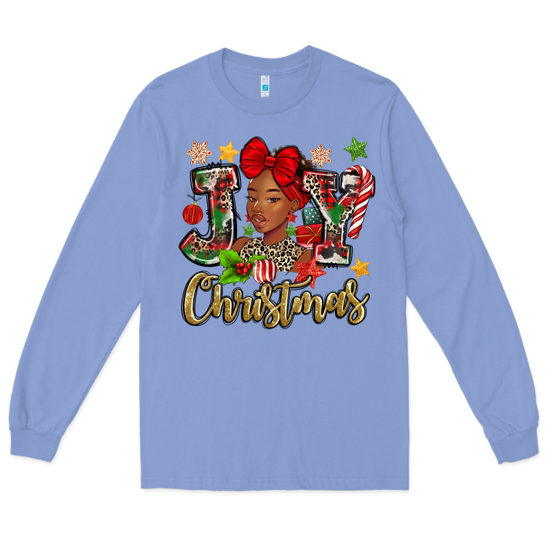 Christmas Joy Black Woman Long Sleeve Tee by MaliasSmallBusiness | Teevron