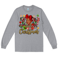 Heather Grey christmas joy black woman Long Sleeve Tee - MaliasSmallBusiness