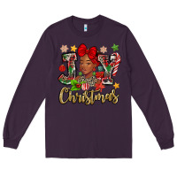 Plum christmas joy black woman Long Sleeve Tee - MaliasSmallBusiness