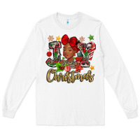 White christmas joy black woman Long Sleeve Tee - MaliasSmallBusiness