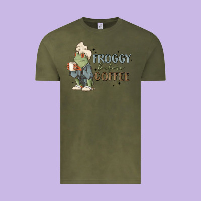 Froggy Before Coffee Vintage Tee Designed By Maliassmallbusiness