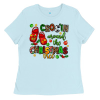 Baby Blue Croc'in around the christmas tree Ladies Tee - AdoDesignShop