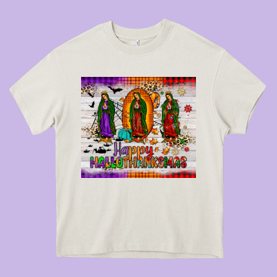 Our Lady Of Guadalupe Happy  Hallothanksmas Tumbler Heavy Core Tee Designed By Jahusdesignshop