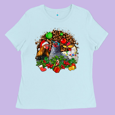 Christmas Party And Chickens Ladies Tee Designed By Adodesignshop