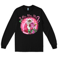 Black ho ho ho pink black santa christmas Long Sleeve Tee - MaliasSmallBusiness