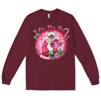 Burgundy ho ho ho pink black santa christmas Long Sleeve Tee - MaliasSmallBusiness
