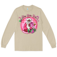 Mushroom ho ho ho pink black santa christmas Long Sleeve Tee - MaliasSmallBusiness