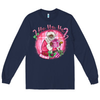 Navy ho ho ho pink black santa christmas Long Sleeve Tee - MaliasSmallBusiness