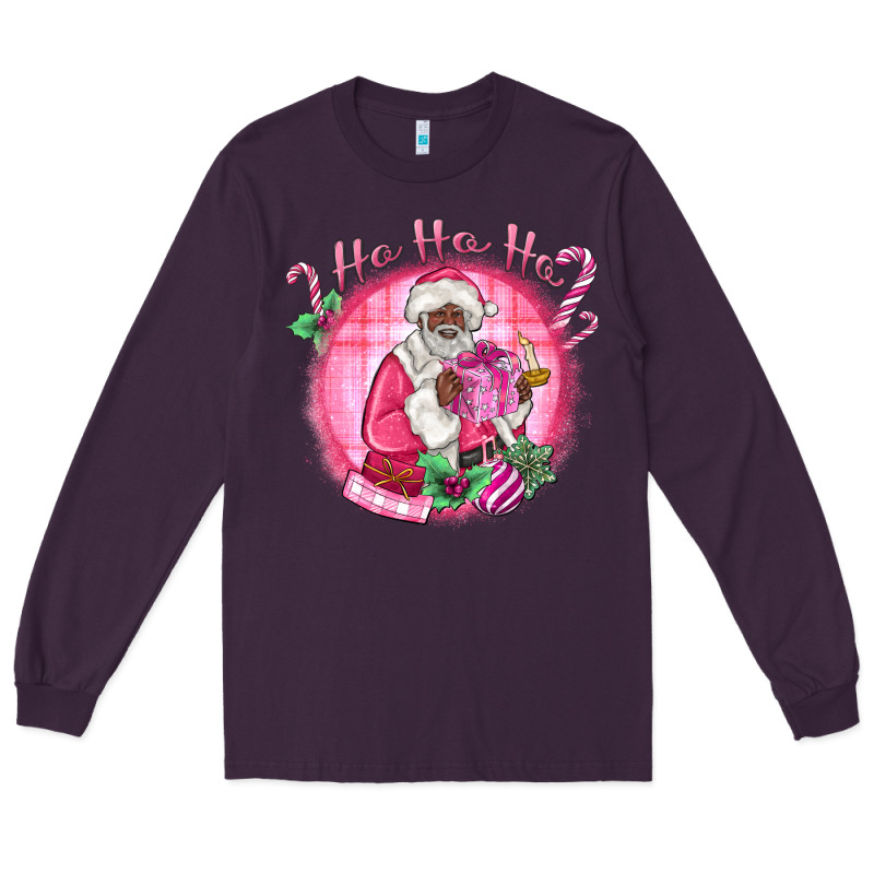 Ho Ho Ho Pink Black Santa Christmas Long Sleeve Tee by MaliasSmallBusiness | Teevron
