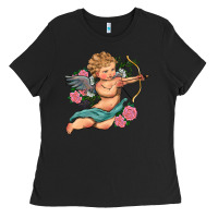 Black cupid valentine's day Ladies Tee - RanaPortraitStore