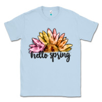 Dusty Blue hello spring Classic Tee - MaliasSmallBusiness