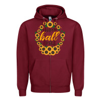 Burgundy Happy Fall Sunflowers Zipper Hoodie - Bettercallsaul