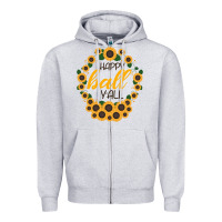 Heather Grey Happy Fall Sunflowers Zipper Hoodie - Bettercallsaul
