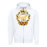 White Happy Fall Sunflowers Zipper Hoodie - Bettercallsaul