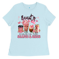 Baby Blue beauty comes in all shapes and sizes coffee cups Ladies Tee - JahusDesignShop