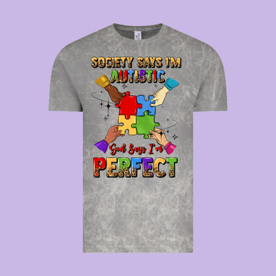 Society Says I'm Autistic God Says I'm Perfect Vintage Tee Designed By Jahusdesignshop