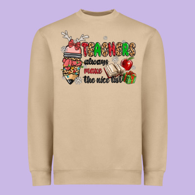 Teachers Always Make The Nice List Heavyweight Sweatshirt Designed By Maliassmallbusiness