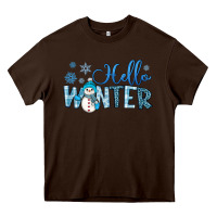 Chocolate Brown hello winter Heavy Core Tee - JahusDesignShop