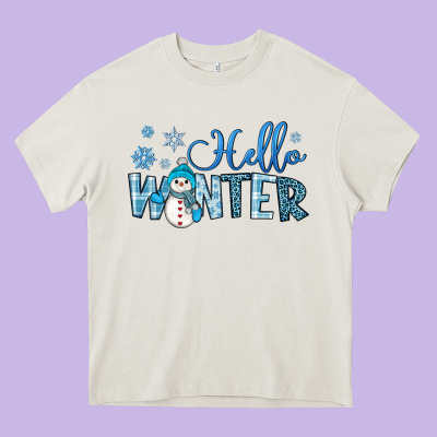 Hello Winter Heavy Core Tee Designed By Jahusdesignshop