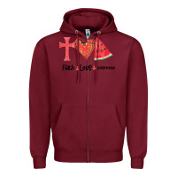 Burgundy Faith Love Watermelon Zipper Hoodie - Bettercallsaul