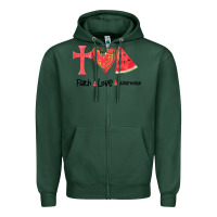 Sports Green Faith Love Watermelon Zipper Hoodie - Bettercallsaul