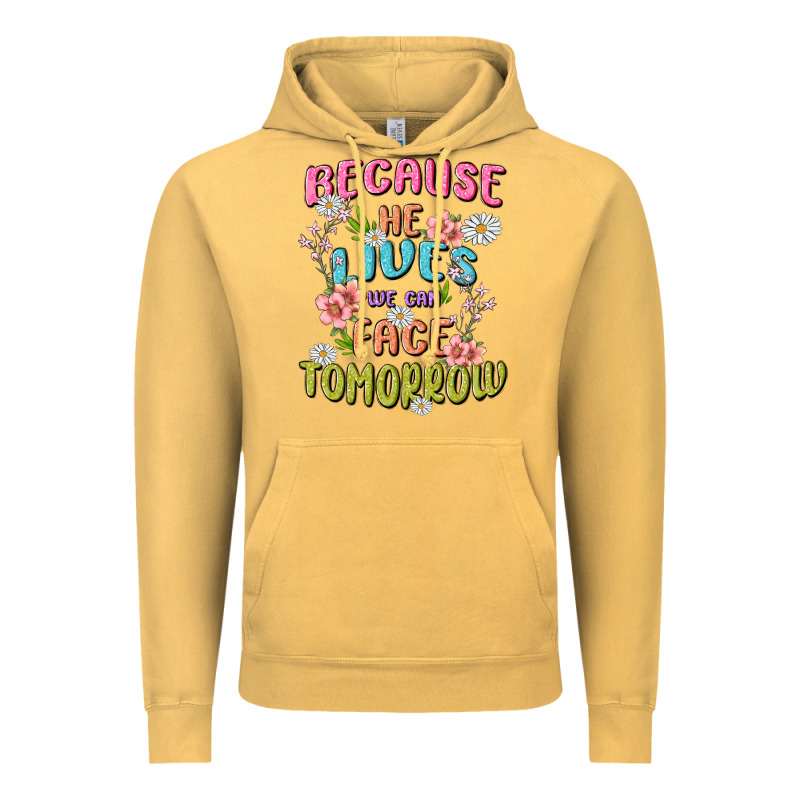 Because He Lives Face Tomorrow Vintage Hoodie by MaliasSmallBusiness | Teevron