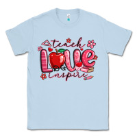 Dusty Blue teach love inspire valentines day Classic Tee - MaliasSmallBusiness