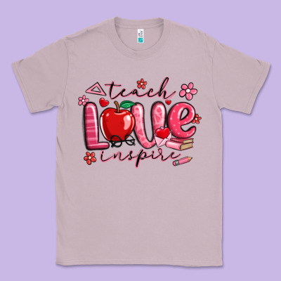 Teach Love Inspire Valentines Day Classic Tee Designed By Maliassmallbusiness
