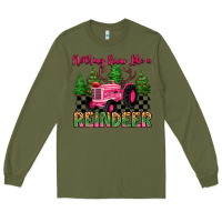 Army Green nothing runs like a reindeer Long Sleeve Tee - MaliasSmallBusiness