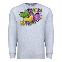 Heather Grey mardi gras heart Premium Sweatshirt - CowGirlArtShop