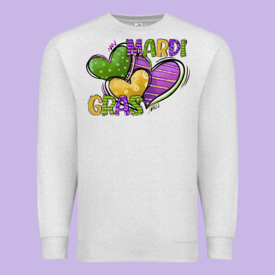 Mardi Gras Heart Premium Sweatshirt Designed By Cowgirlartshop