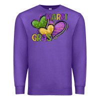 Purple mardi gras heart Premium Sweatshirt - CowGirlArtShop