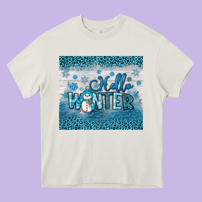 Hello Winter Heavy Core Tee Designed By Jahusdesignshop