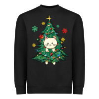 Black christmas tree cat Heavyweight Sweatshirt - MaliasSmallBusiness