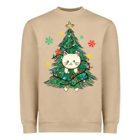 Mushroom christmas tree cat Heavyweight Sweatshirt - MaliasSmallBusiness