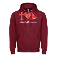 Burgundy Faith Love Watermelon Zipper Hoodie - Bettercallsaul