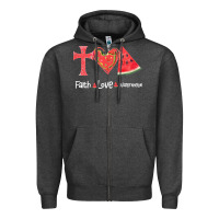 Charcoal Heather Faith Love Watermelon Zipper Hoodie - Bettercallsaul