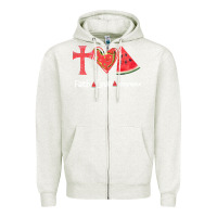 Oatmeal Heather Faith Love Watermelon Zipper Hoodie - Bettercallsaul