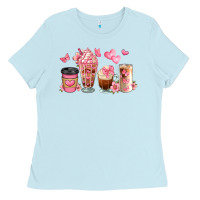 Baby Blue floral coffee cups Ladies Tee - JahusDesignShop