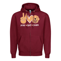 Burgundy Peace Love Golden Zipper Hoodie - Bettercallsaul