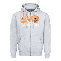 Heather Grey Peace Love Golden Zipper Hoodie - Bettercallsaul