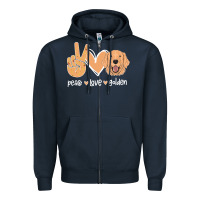 Navy Peace Love Golden Zipper Hoodie - Bettercallsaul