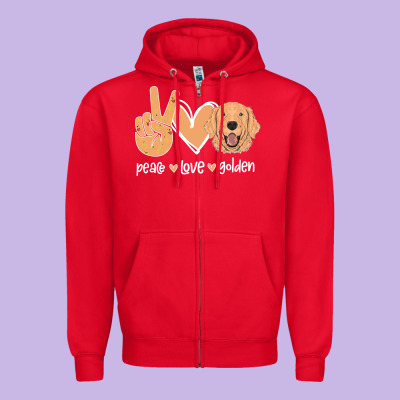 Peace Love Golden Zipper Hoodie Designed By Bettercallsaul