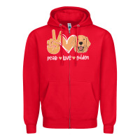 Red Peace Love Golden Zipper Hoodie - Bettercallsaul