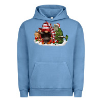Pigment Pebble Blue christmas gnome and tree Urban Hoodie - FaDigitalArtStudio