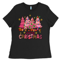 Black pink christmas trees Ladies Tee - AdoDesignShop